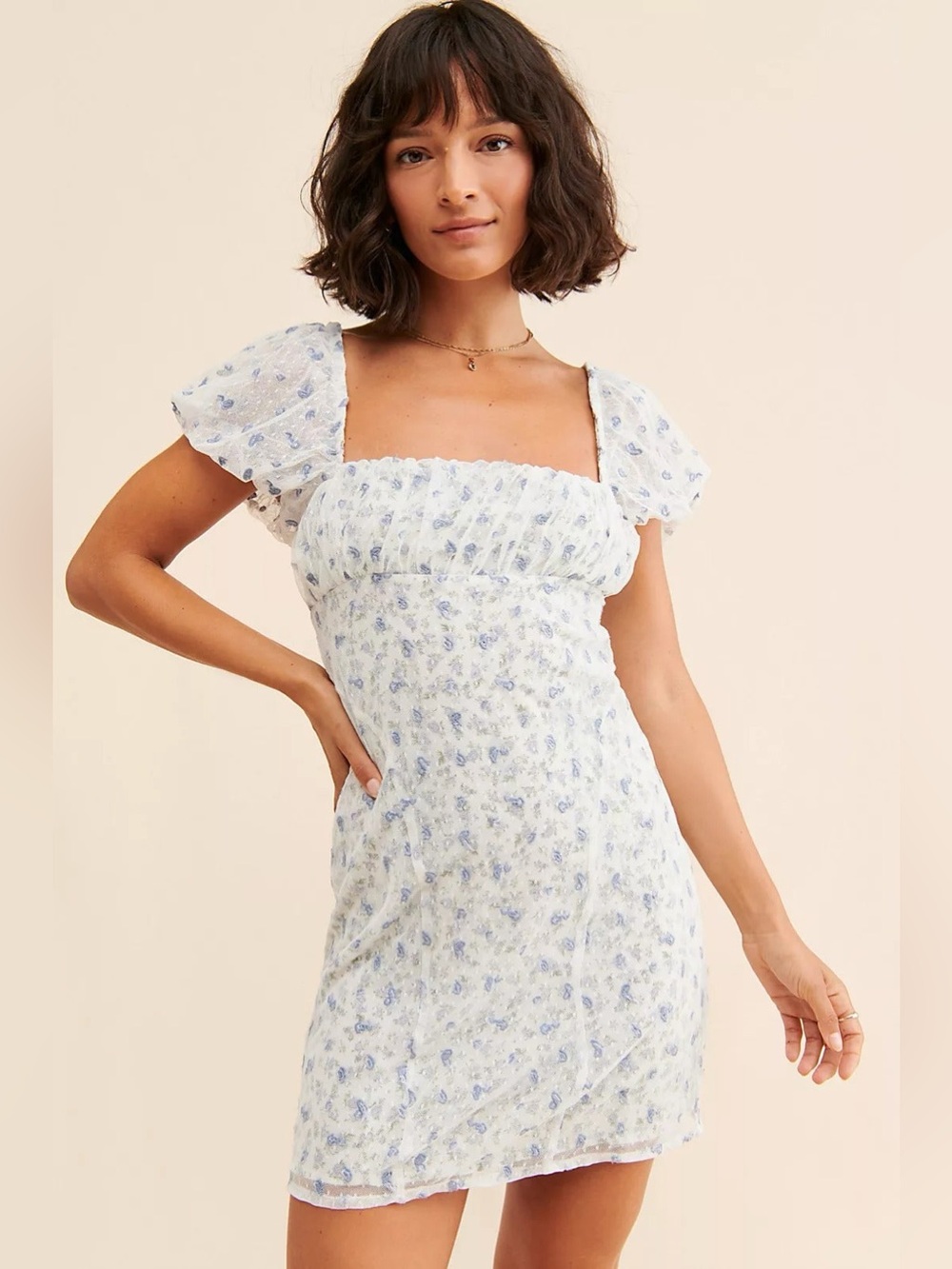 Free People Sugar & Spice Floral Mini Dress Sz XL Cottagecore Boho Prairie